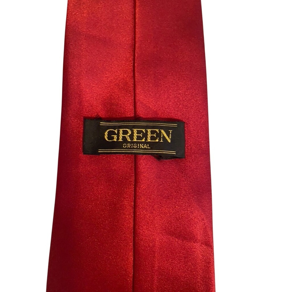 Green Original Mens Red Solid Satin Finish Formal Necktie Classic Silk Style Tie